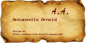 Antunovits Arnold névjegykártya